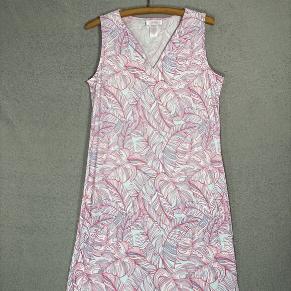 Stella Parker Size M Maxi Dress Jersey Knit Lightweight‎ Pink Blue Coral Resort - Picture 3 of 13